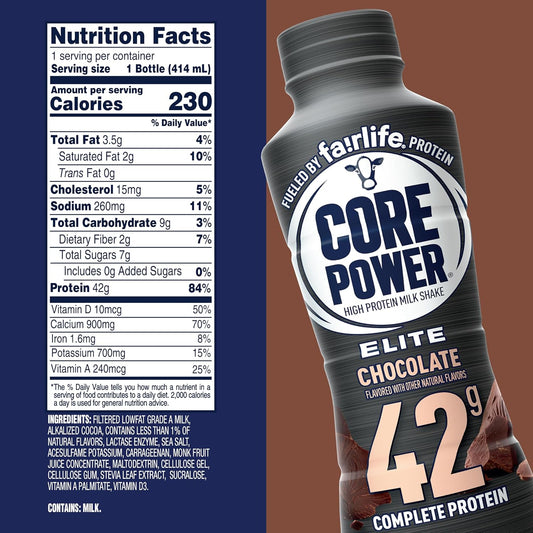 High Protein Shake, Chocolate, 42g Bottle, 14oz, 12 Pack