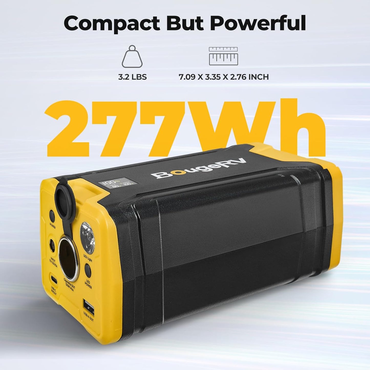 277Wh Portable Power Station, Backup Battery for Most Car Refrigerators, Portable Power Supply with Dynamic Display Panel
